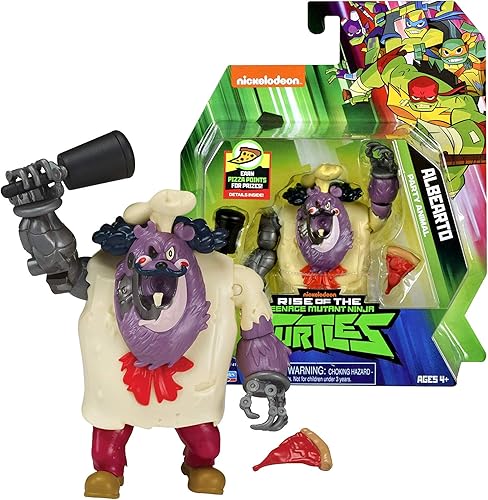 Año 2018 Rise of The Teenage Mutant TMNT Ninja Turtles Series 5 pulgadas de alto, figura de animal de fiesta ALBEARTO con maza y rebanada de pizza