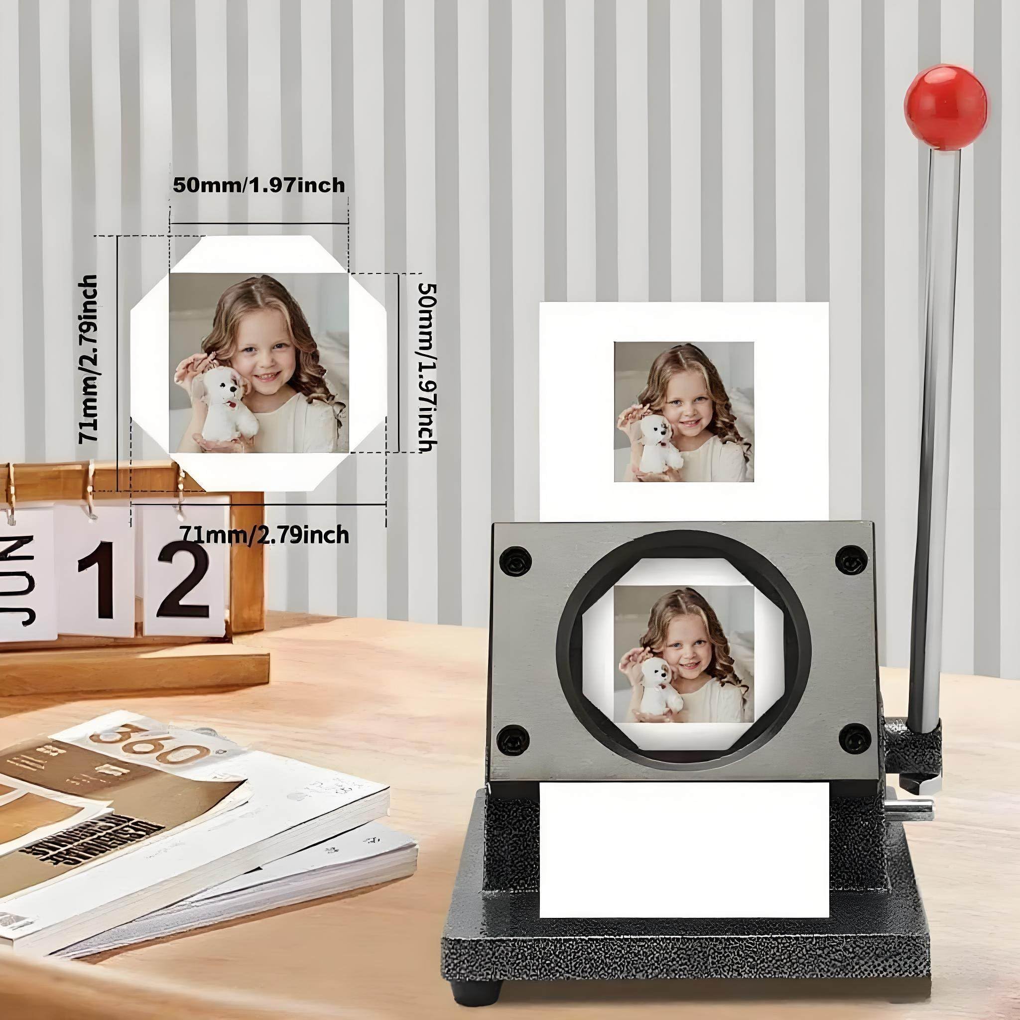 50 * 50mm DIY Photo Magnet Maker, kwadratowy magnes na lodówkę ze zdjęciem, z obcinaczem do papieru i 100 elementami, odpowiedni do zdjęć i naklejek na lodówkę