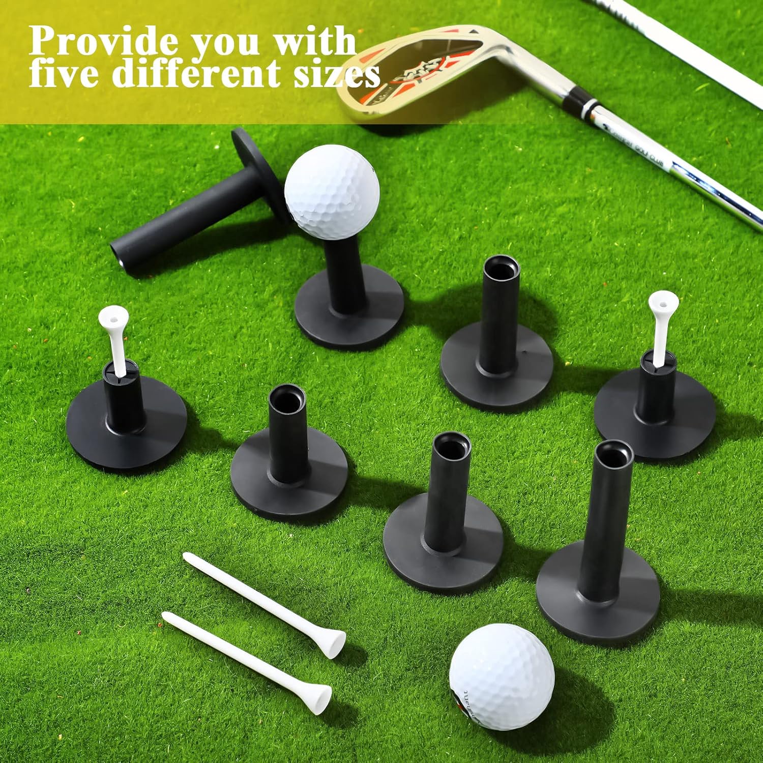 review 23 Pieces Rubber Golf Tees Set Golf Rubber Tees Holders for Driving Range Mats Value Tee Black Tee Holder for Golf Hitting Mats and Indoor Outdoor Training Mixed Size 1.5 2.3 2.7 3.1 3.5 Inch