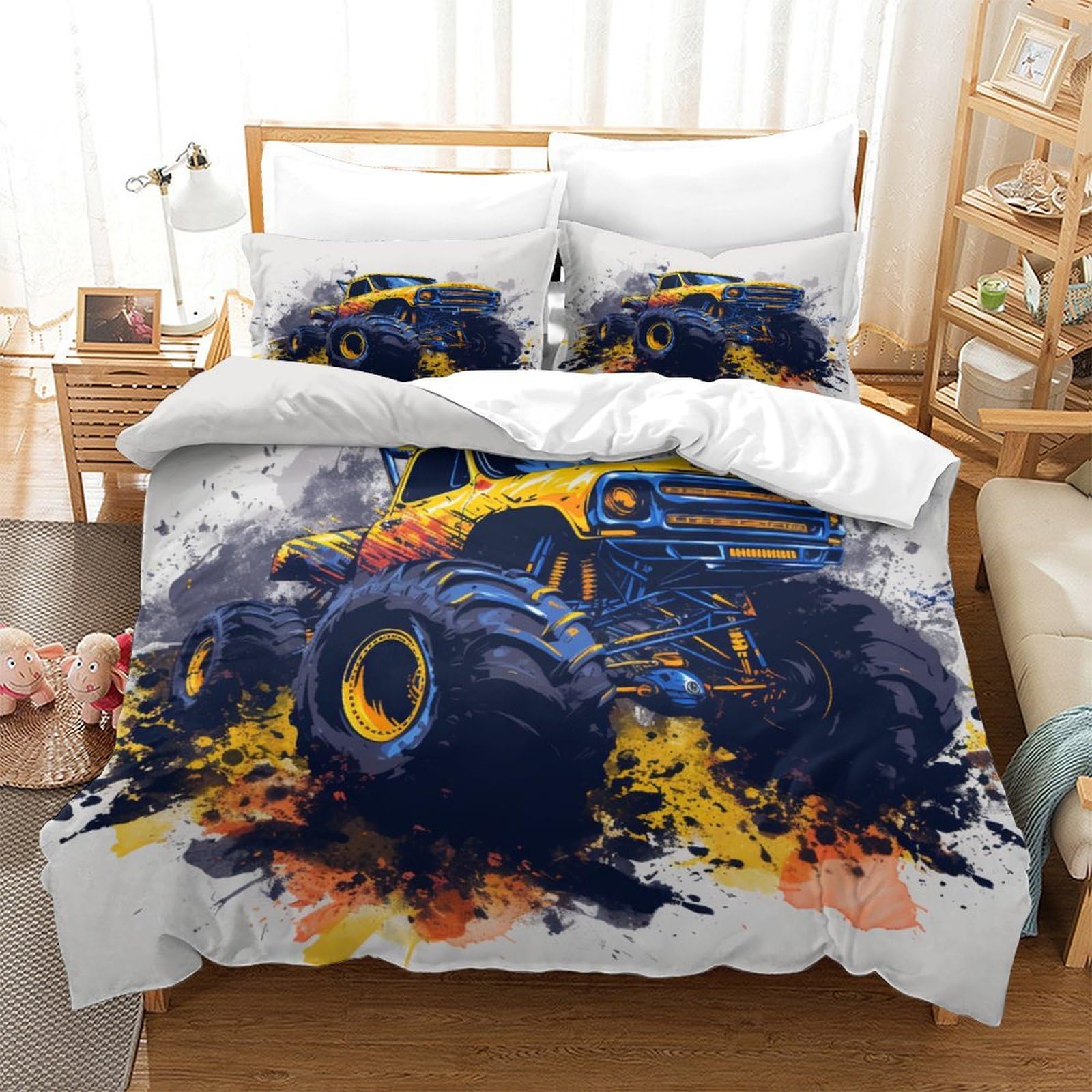Housse de couette camion monstre zippée anti-plis grand format