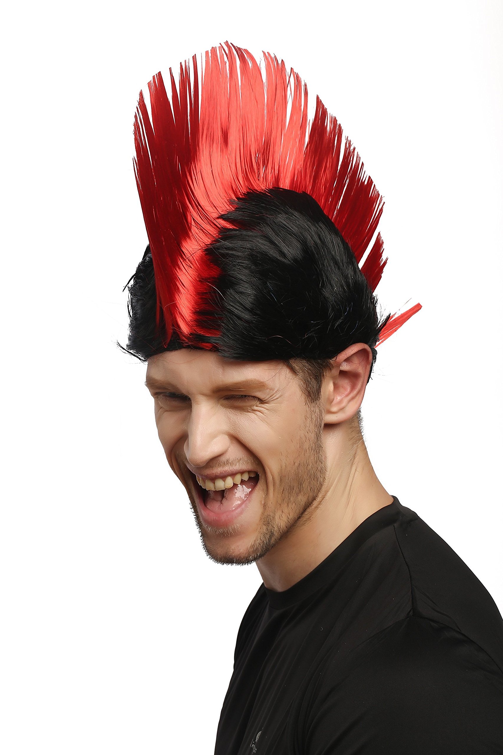 WIG ME UPXR-012-P103/PC13 Wig Carnival Iro Mohawk Punk Red Black Anarchy