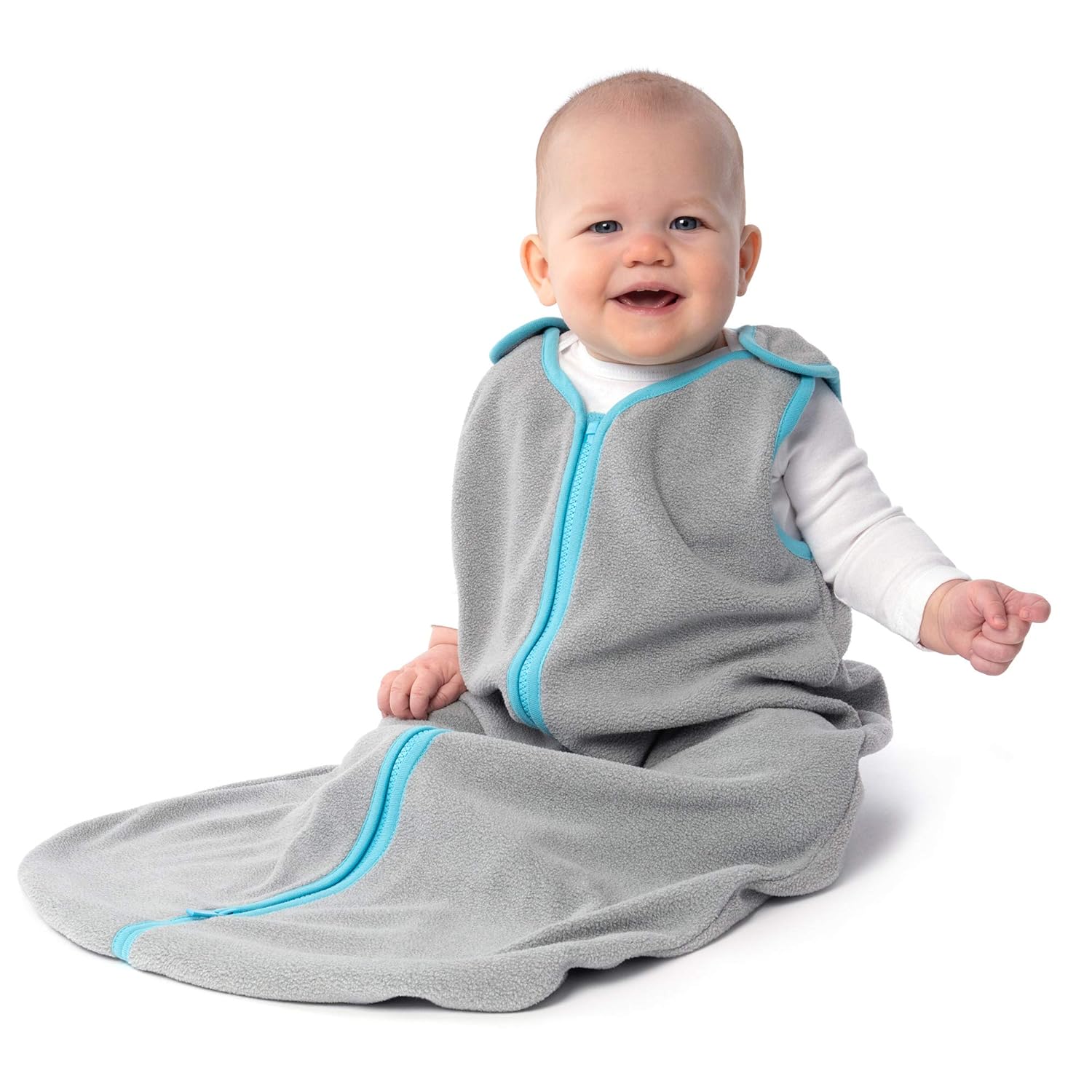 baby deedee Sleep Nest Fleece Baby Sleeping Bag, Gray Aqua