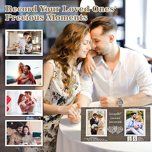 Miniatura 2 de Then & Now Marco de fotos de aniversario, ideas de regalo de boda de 1 a 99 años, marco de fotos de madera de aniversario, regalos de despedida de