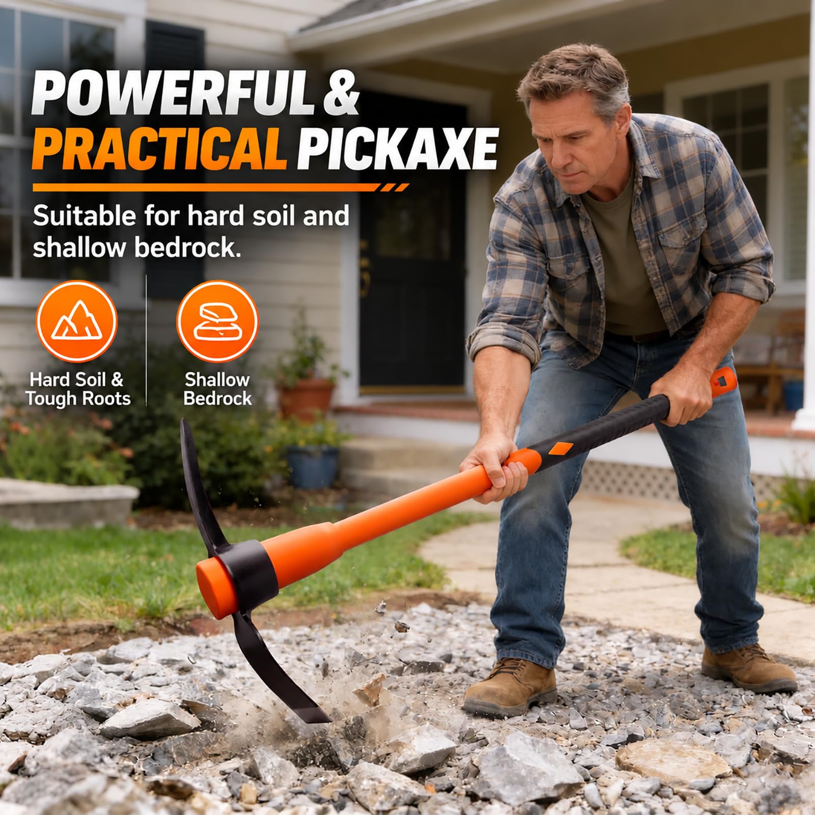 Amazon.com : VNIMTI Pick Axe for Digging, Heavy Duty Pickaxe with