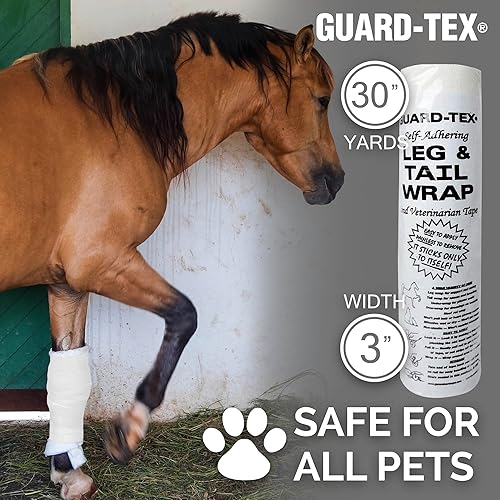 Miniatura 4 de Envoltura blanca para patas y colas – 3 pulgadas x 30 yardas, autoadhesiva, impermeable, para caballos, perros y otros animales, cinta cohesiva