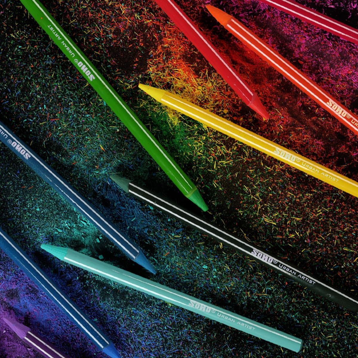 Soho Urban Artist Woodless Pastel Pencils - Set of 48, Professional Artist-Grade, 40% More Pastel, Water-Soluble, Pre-Sharpened, Easy Blending, 6.93mm Barrel, Clear Lacquered