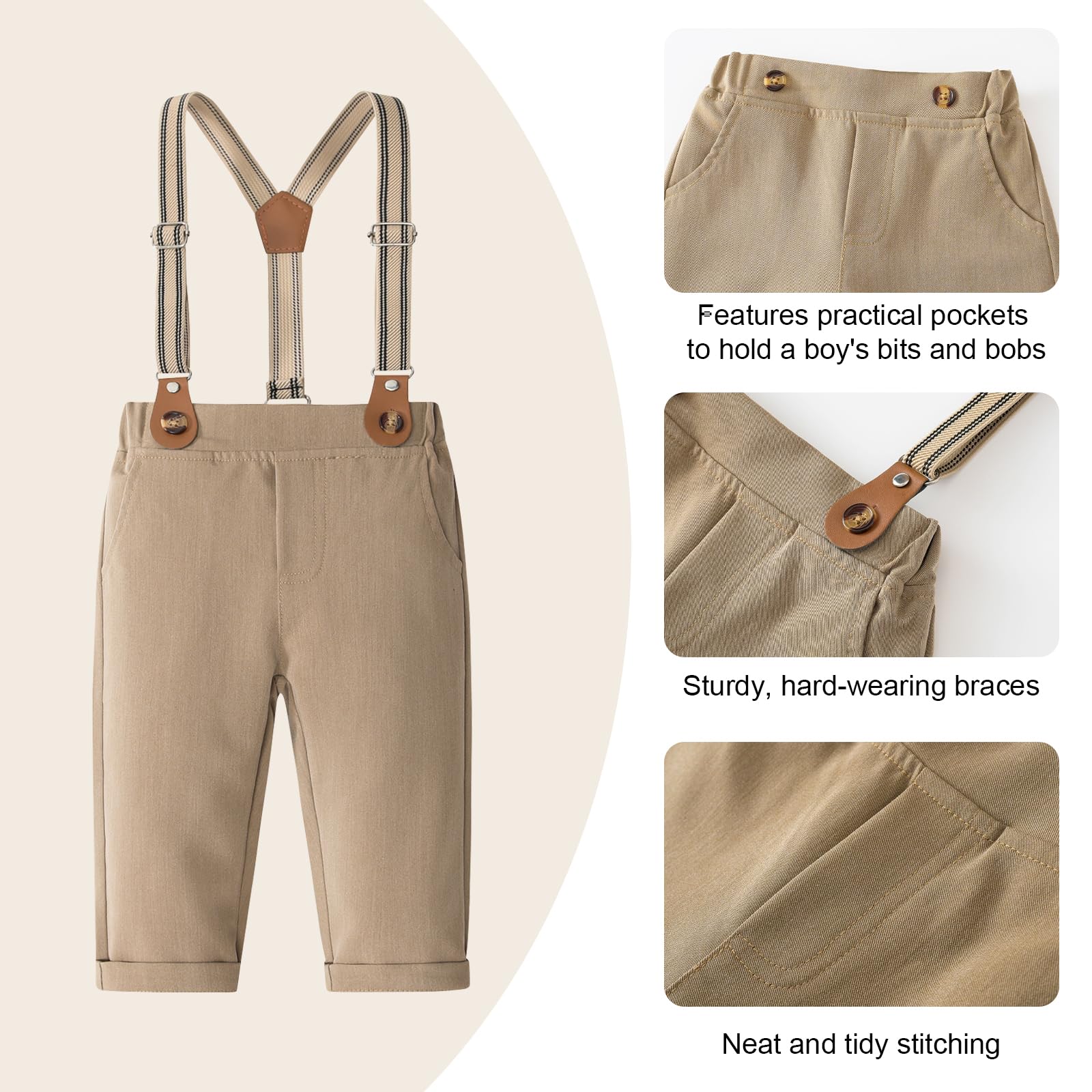 Ensemble de vêtements formels pour bébé garçon, grenouillère, chemise avec nœud papillon, pantalon et chapeau pour mariage, anniversaire, fête