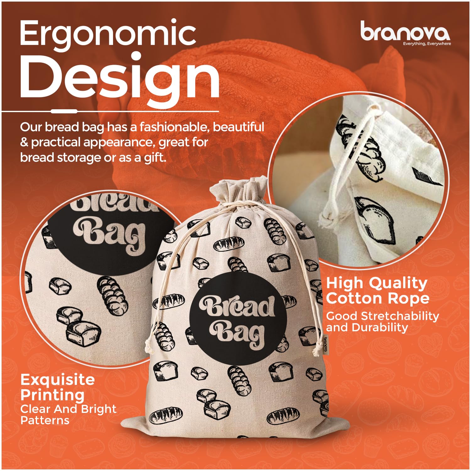 Set De 4 Bolsas De Lino Para Pan De 40x30 Cm, Reutilizables Con Cordón Ajustable, Ideales Para Guardar Pan, Frutas, Verduras Y Frutos Secos