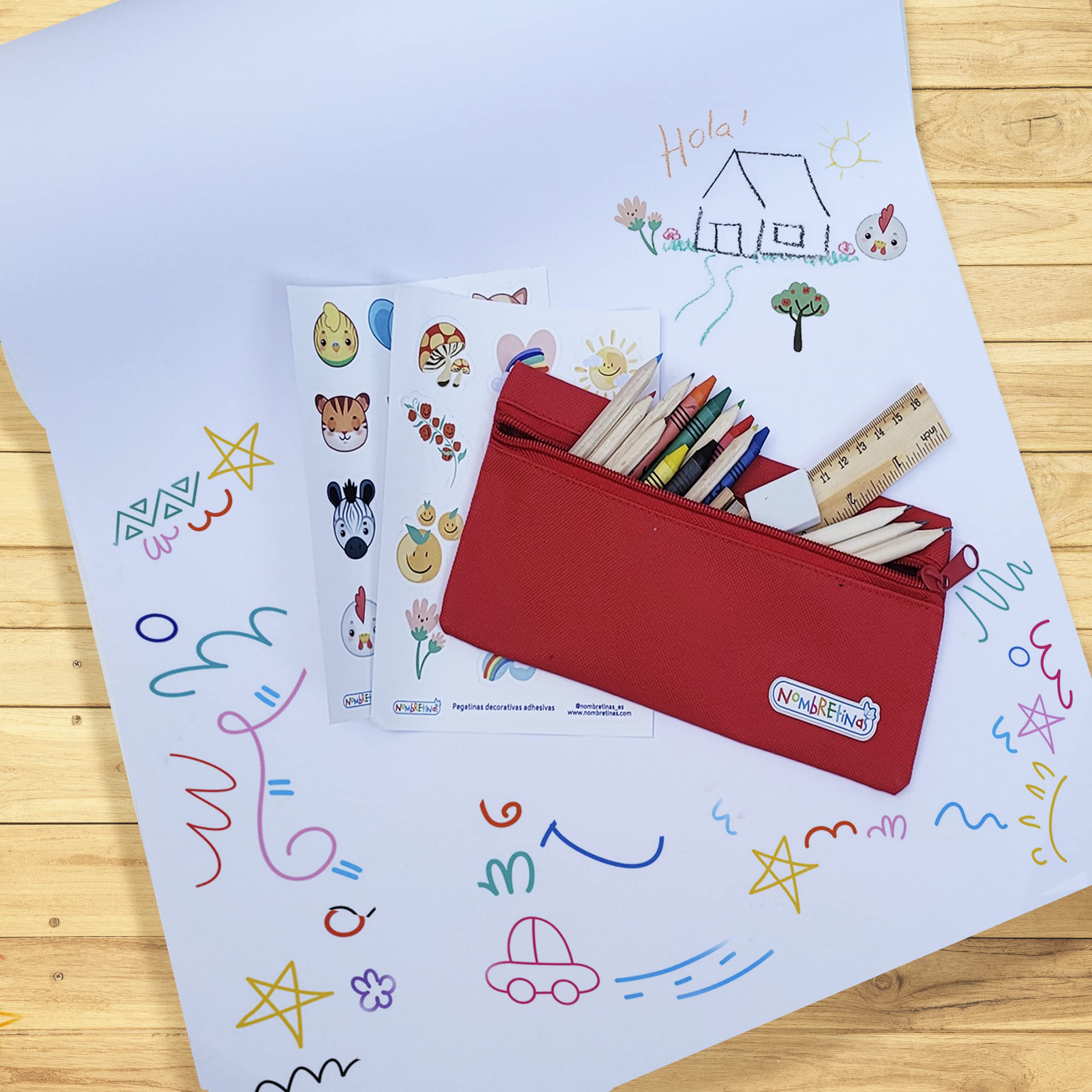 Rouleau Papier Peinture Enfant 42 Cm X 15 M – Crayons De Couleur, HB, Règle, Gomme, Stickers, étui, Activité Manuelle