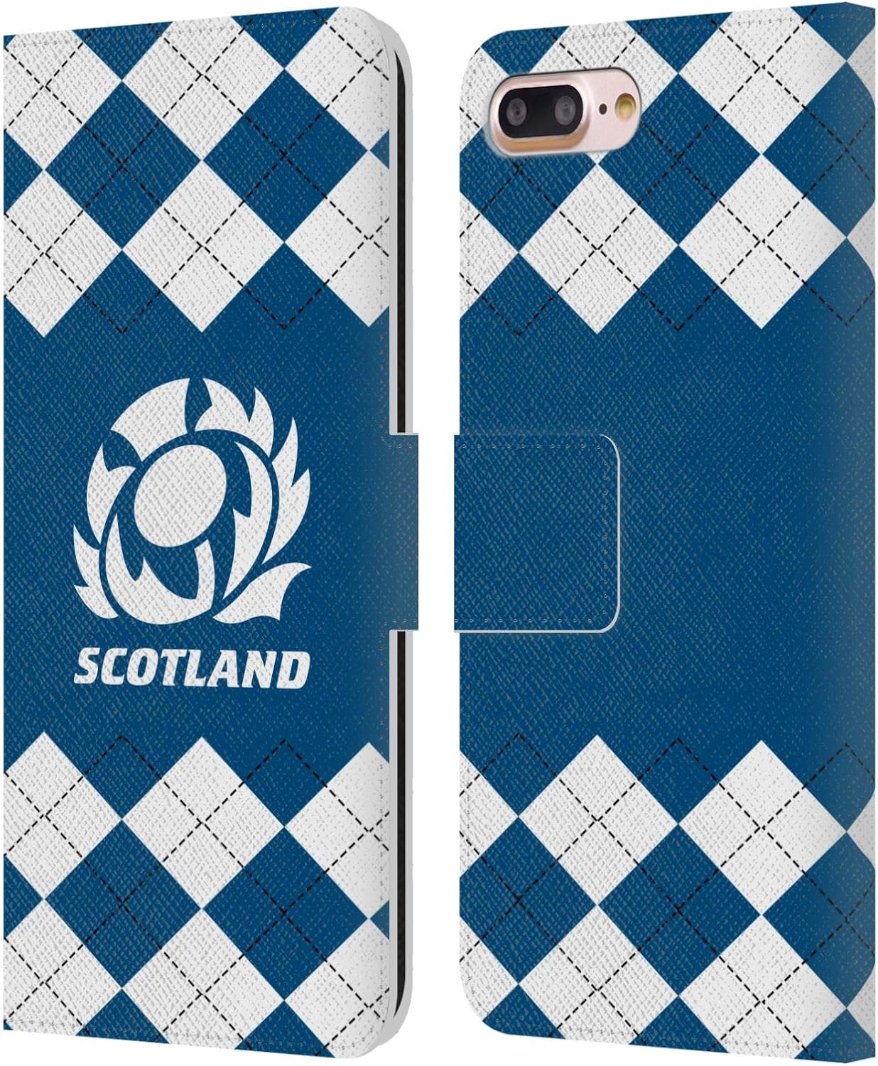 Head Case Designs Officially Licensed Scotland Rugby Argyle Logo 2 Leather Wallet Case Compatible with Apple iPhone 7 Plus/iPhone 8 Plus