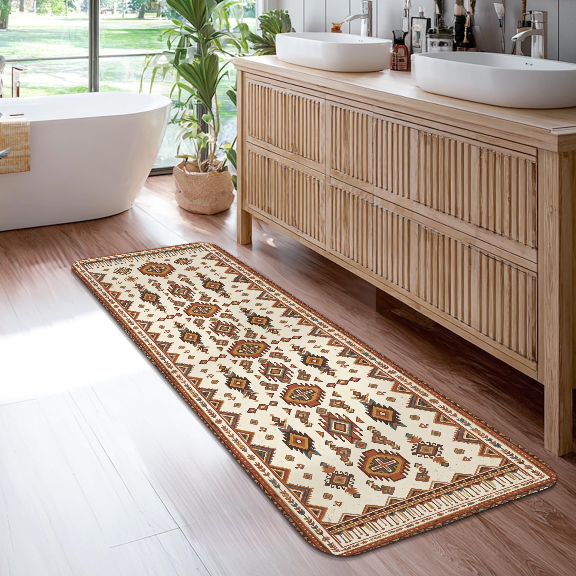Tapis de couloir pour entrée et cuisine style bohème beige pour sublimer la décoration intérieure