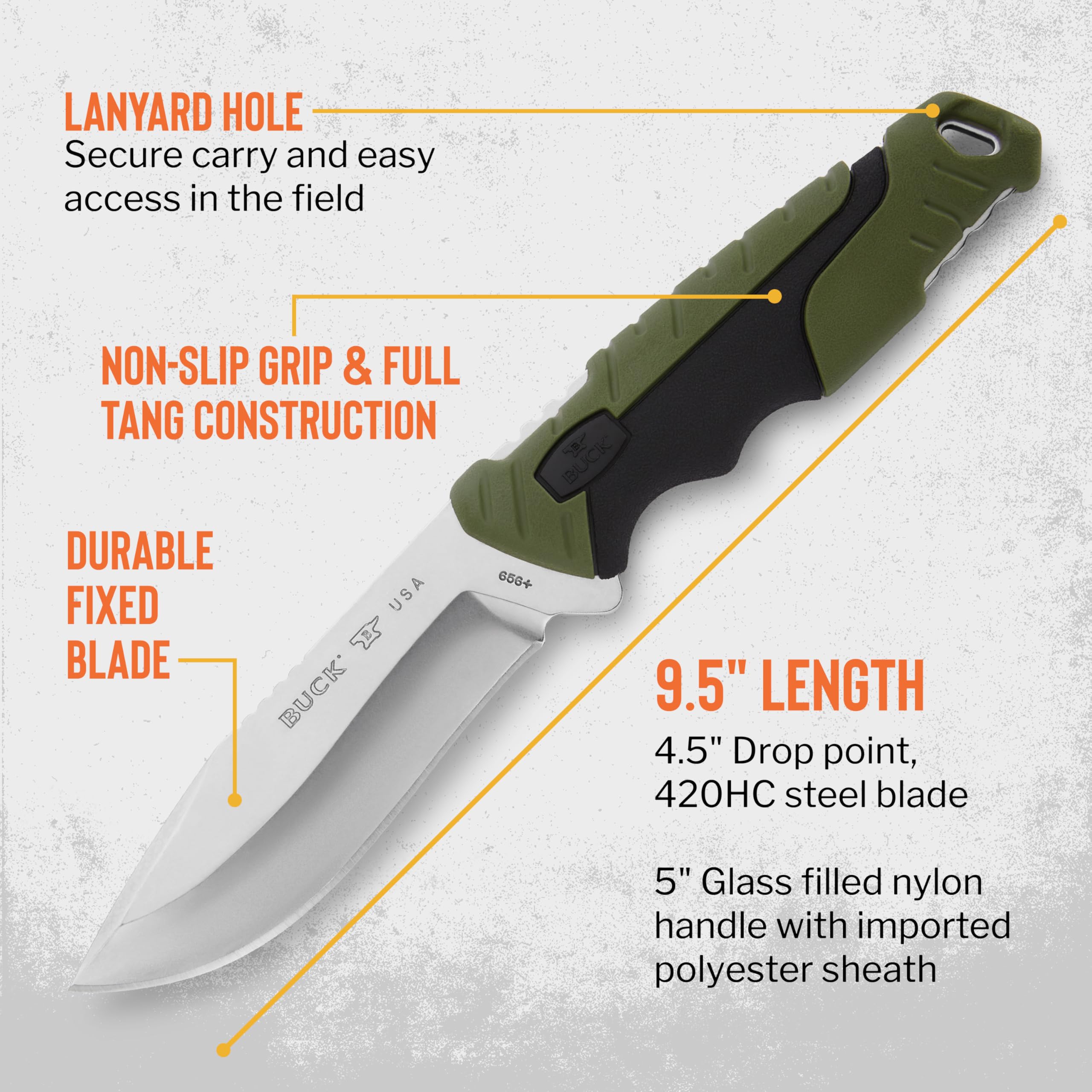 Buck 0656GRS - Coltello da cintura 656 Pursuit, colore: Argento