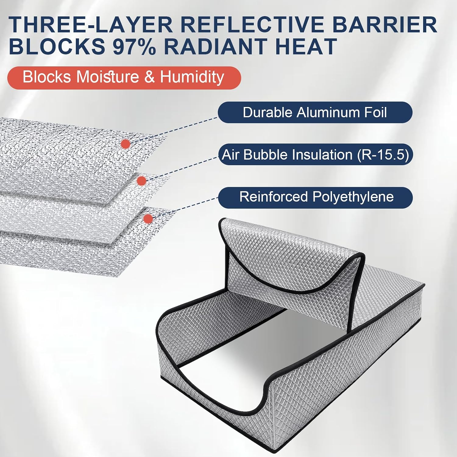 Attic Door Insulation Cover 25"x54"x11" - Heavy Duty Double Bubble Reflective Barrier, Attic Insulation Fits Pull Down Stairs - Energy Saving Attic Tent for Stairway