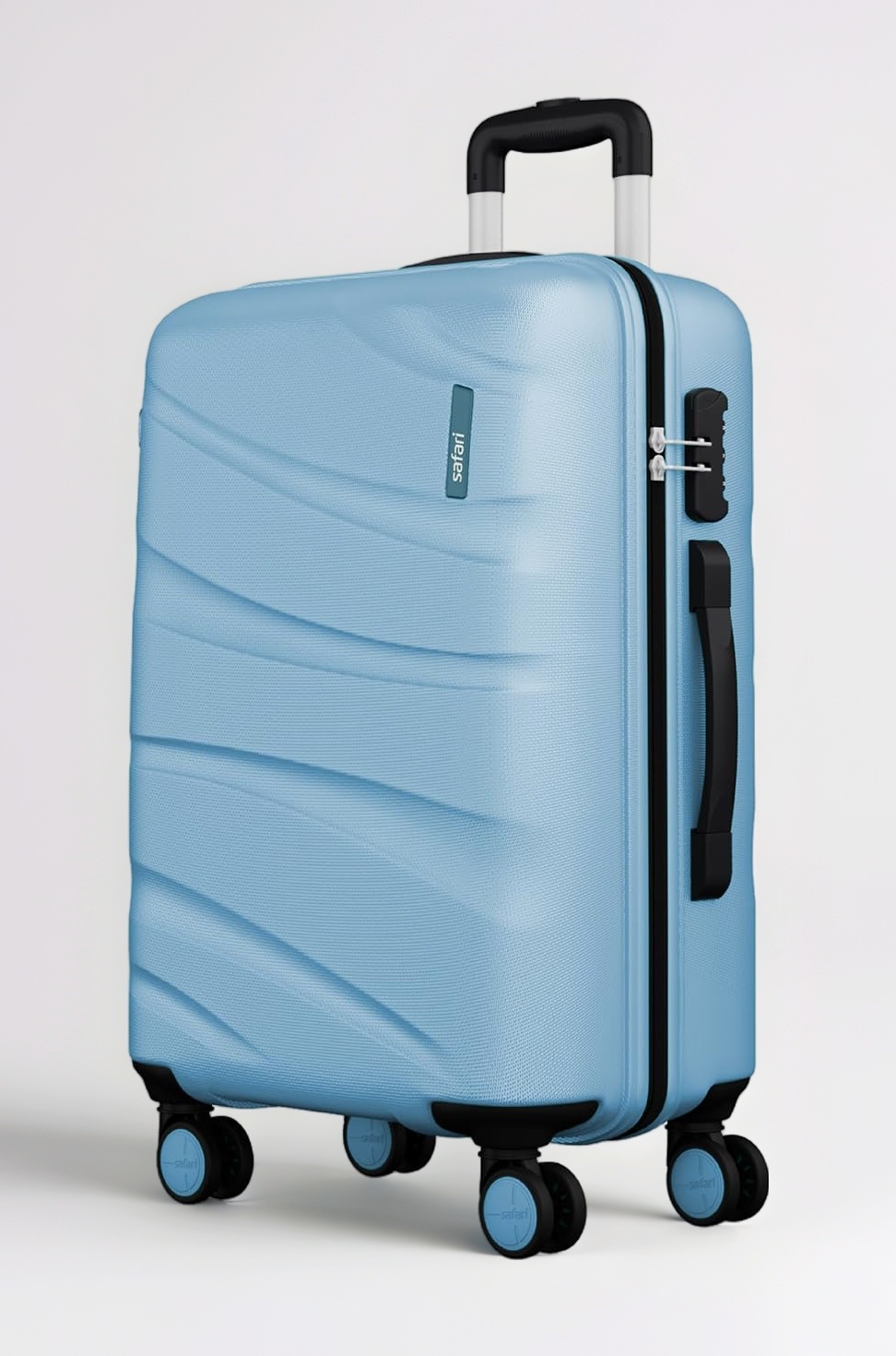 Large Polycarbonate (Pc) Persia Spinner Suitcase Hardside Size Check-in 4 Wheels Luggage Pearl Blue Color 77Cm