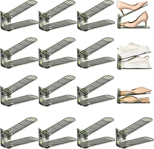 Miniatura 14 de 12 piezas Organizador de ranuras para zapatos, soporte ajustable para ahorrar espacio, organizador de zapatos, bandeja de exhibición para zapatillas