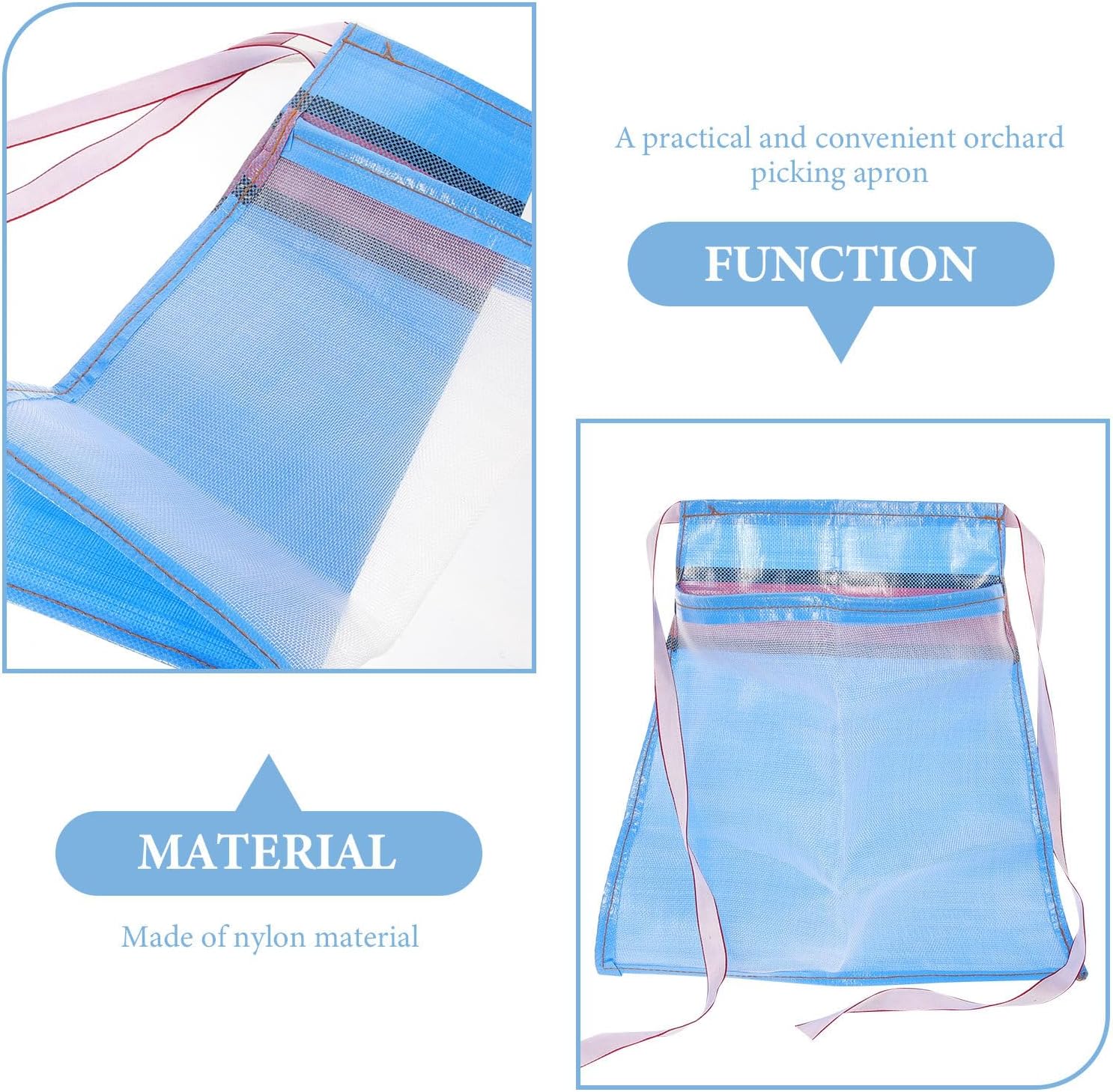 Kichvoe Garden Harvesting Apron Foraging Bag Small Blue Nylon Berry Fruit Vegetable Picking Waist Storage Pouch Outdoor Portable Tool Bag Random Color image 3