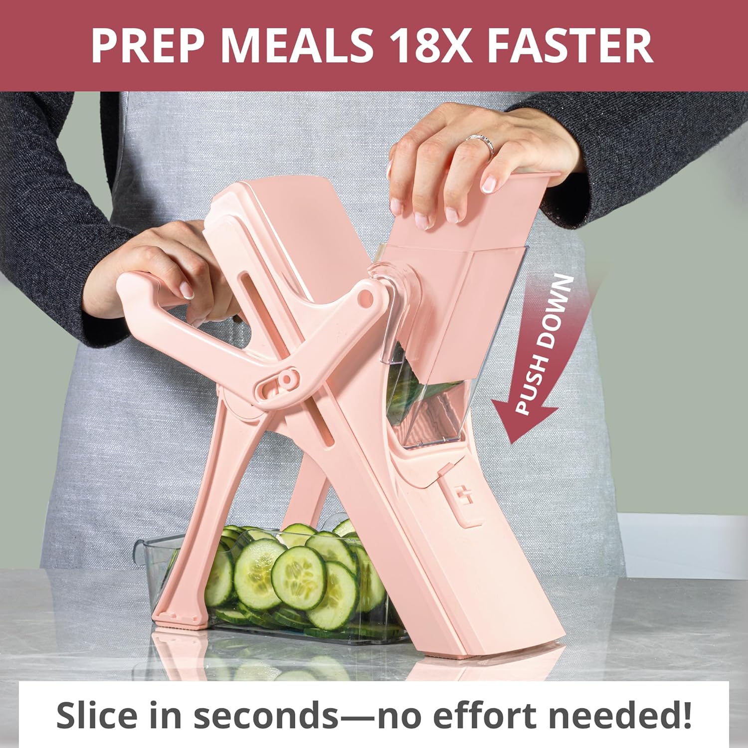 EMSON Safe Mandoline Slicer for Kitchen, All in 1 Mandoline Slicer for Food Works as Potato Slicer, Vegetable Slicer, Food Slicer, French Fry Cutter and More with 5 Blades and Storage Container