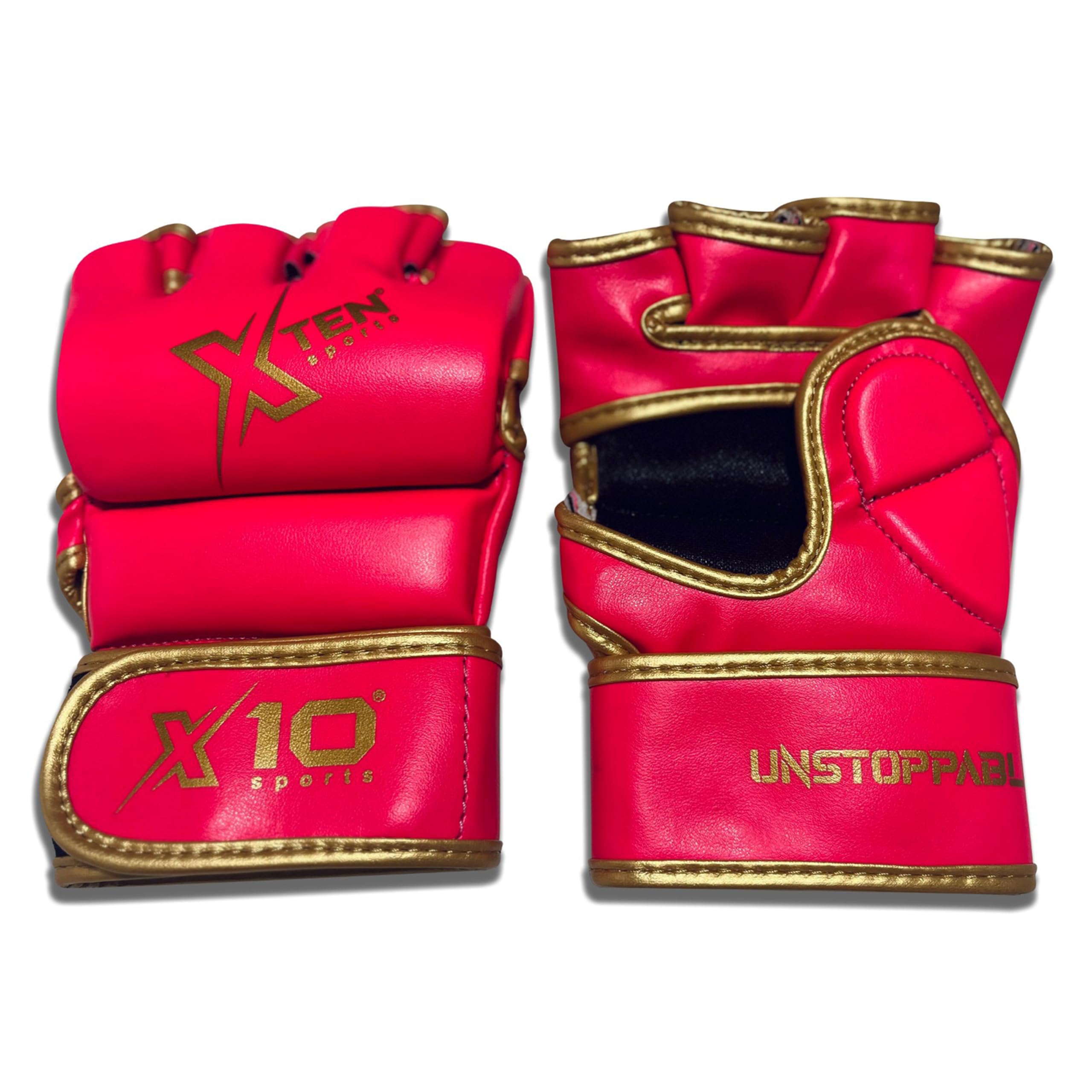 XTEN Sports Premium MMA Gloves for Cage Fighting and Martial Arts Grappling –Training Sparring Mitts for Muay Thai Kickboxing and Combat Sports Also Suitable for Punching Bag Work (Pink, L)
