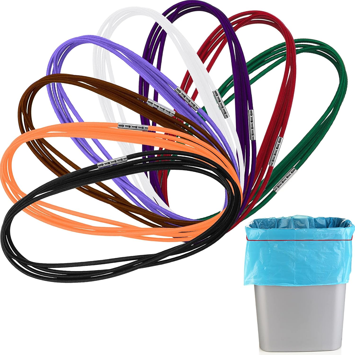 Shappy 8 Pieces 3.28 Ft Trash can Bands Large Rubber Bands