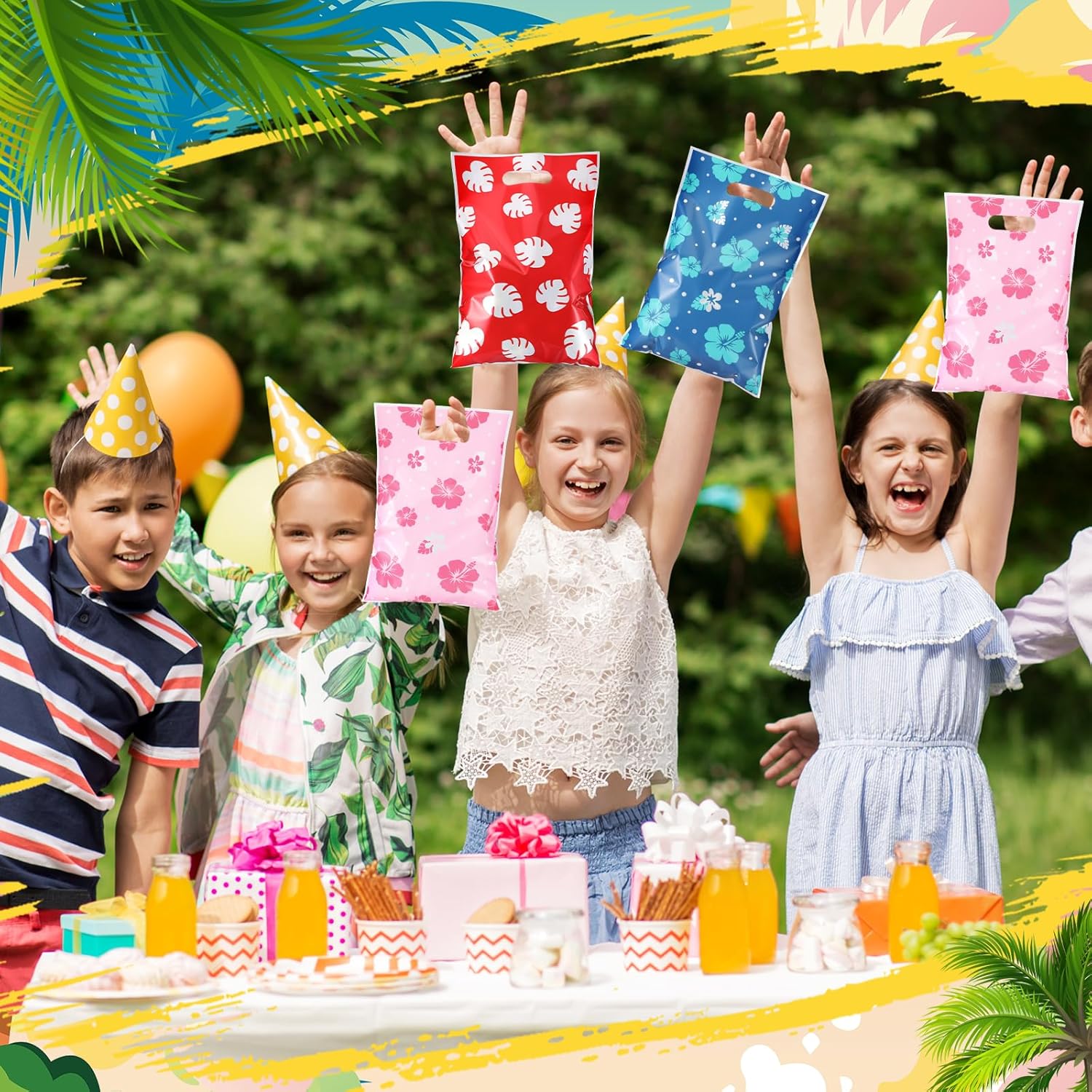 Eccliy 30 Pcs Party Favor Bags Hawaiian Themed Party Goodie Bags Candy Gift for Theme Decorations Goodie Supplies - Image 3