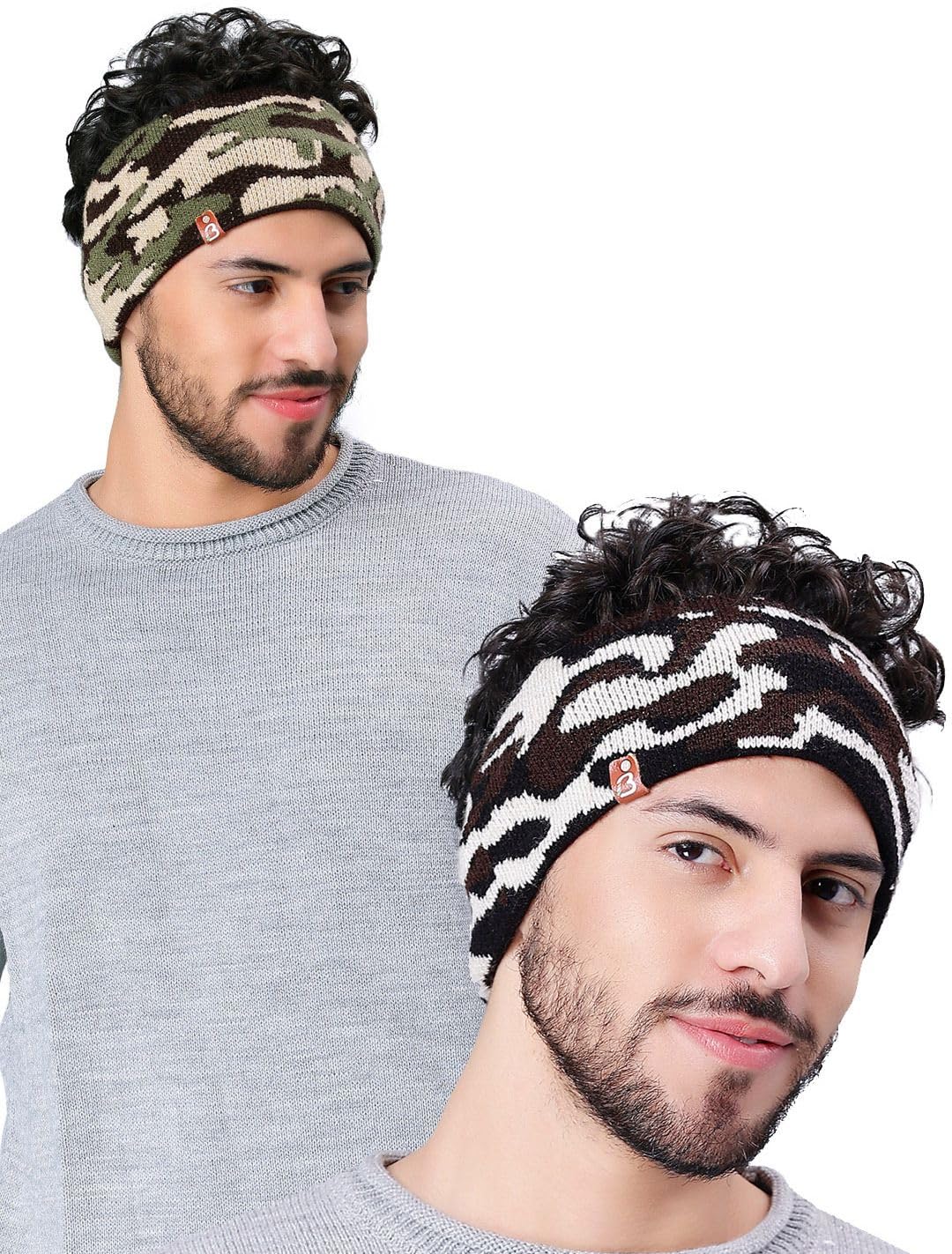Pack of 2 Army Pattern Woolen Headbands | Unisex Camo Ear Warmers & Winter Ear Covers | Soft Acrylic Knit Thermal Headbands for Men & Women | Warm, Stretchable & Comfortable-image-17