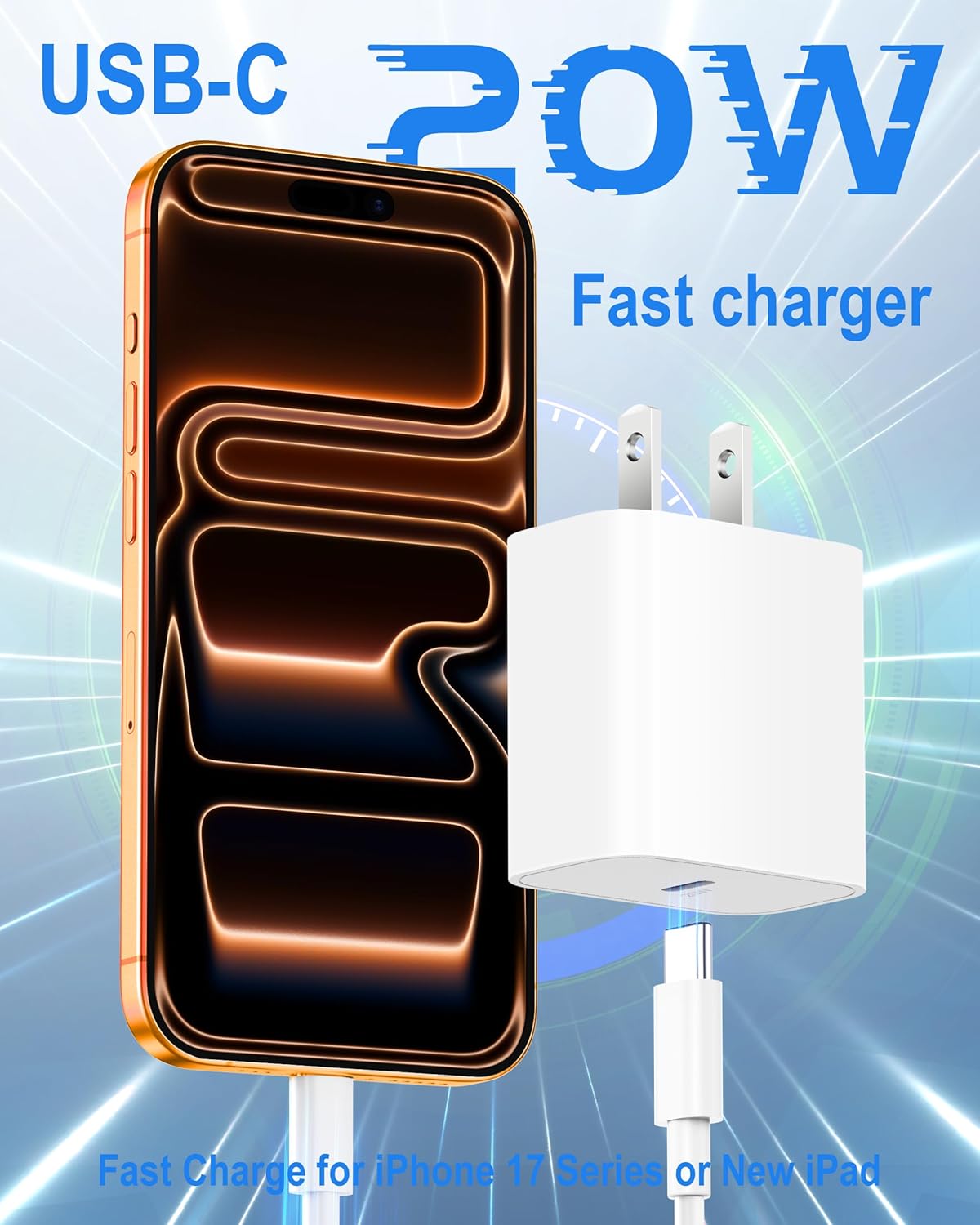 for iPhone 17 16 15 Pro Max Charger, 2 Pack 20W Fast Charging USB C Charger Block Wall Power Adapter + 6FT USB-C Cable for iPhone 17/17 Pro/17 Pro Max/Air/16/15 Pro Max/Plus/16e, iPad, AirPods Pro 3 - Image 2