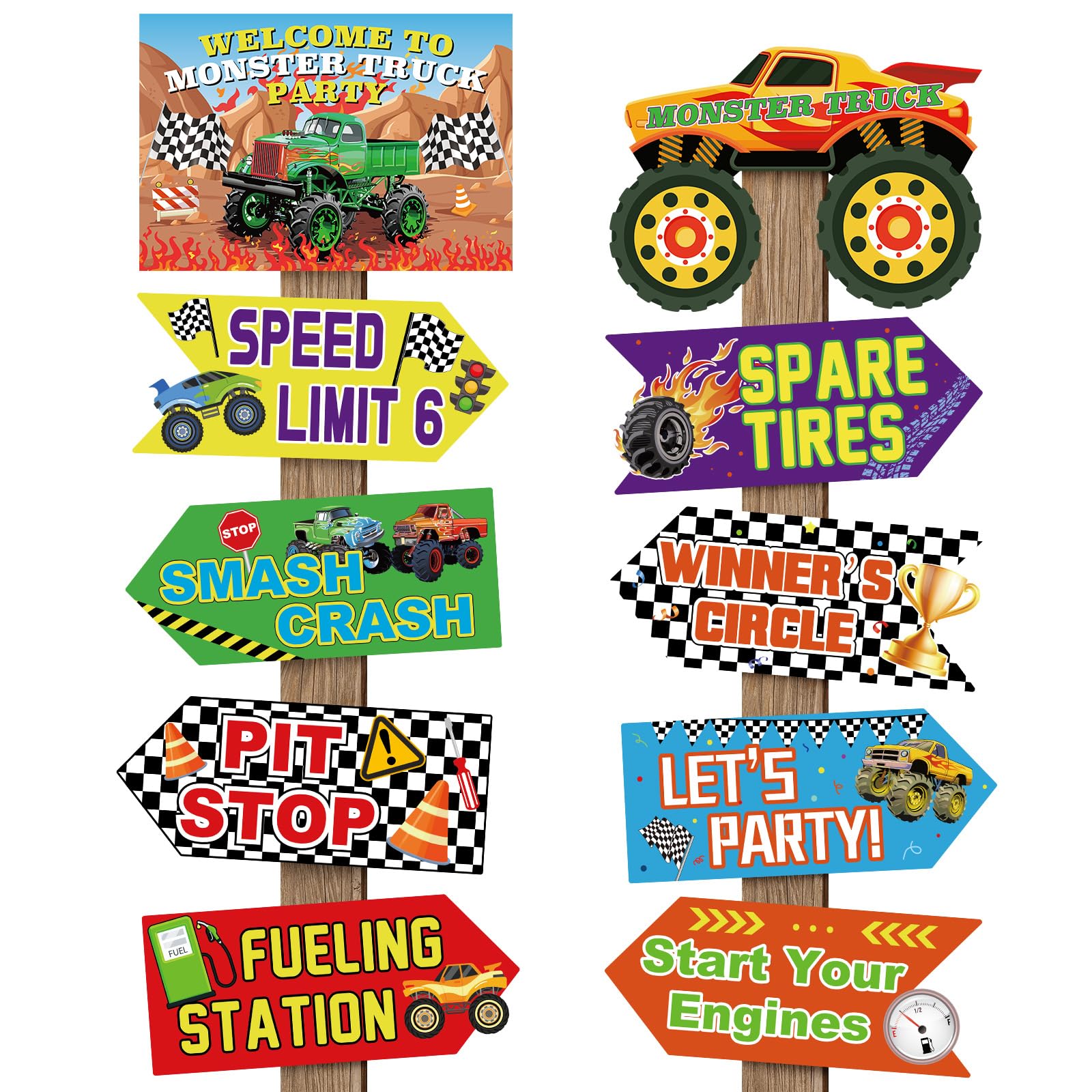 Hooqict 20 Pieces Truck Party Decorations Signs Welcome To Truck Birthday Party Supplies Classroom Wall Door Porch Yard Sign Car Backdrop