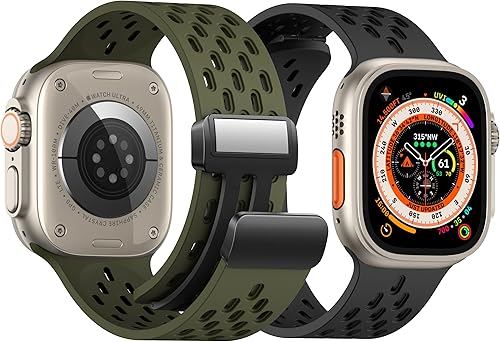 Correa deportiva magnética antisudor para Apple Watch, correas de silicona impermeable y transpirable. Para compatible con iWatch Ultra SE Series