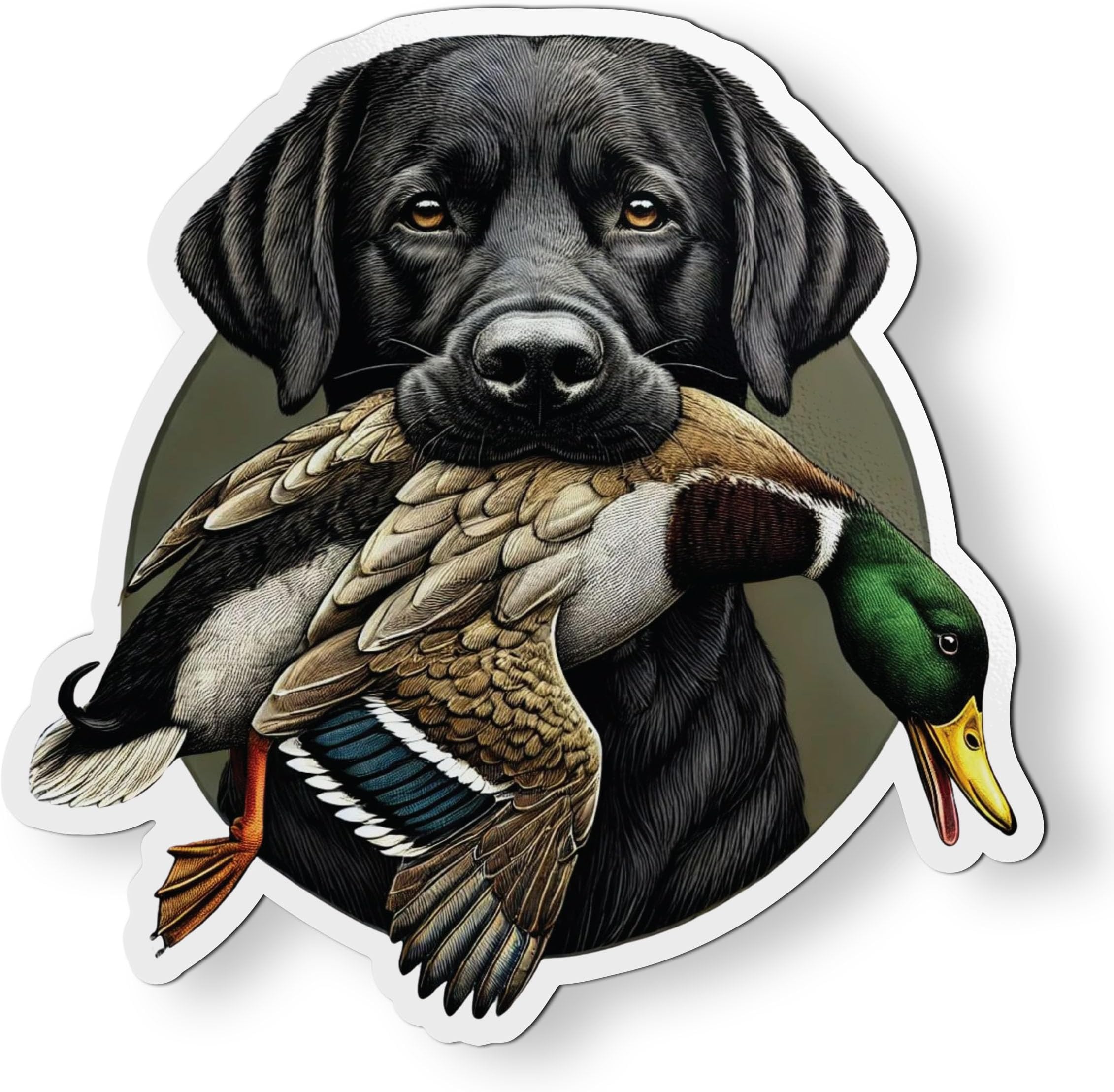 Black Lab with Mallard Magnet for Car Fridge Locker - 5" Duck Hunting Labrador Retriever Dog Magnet