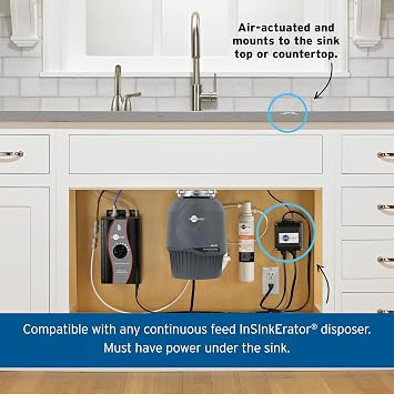 InSinkErator Garbage Disposal Air Switch Kit, Dual Outlet Sink Top Switch Button for All InSinkErator Food Waste Disposer Models, Chrome/White STS-OO