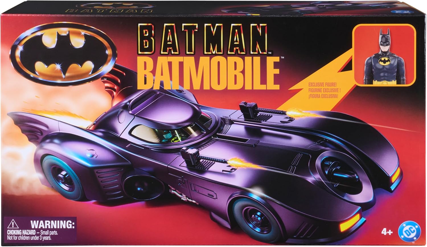 Spin Master DC Comics, Batman '89 Batmobile & Batman Action Figure Set, 4-Inch Retro Batman Action Figure for Collector’s Edition, for Fans Aged 4+