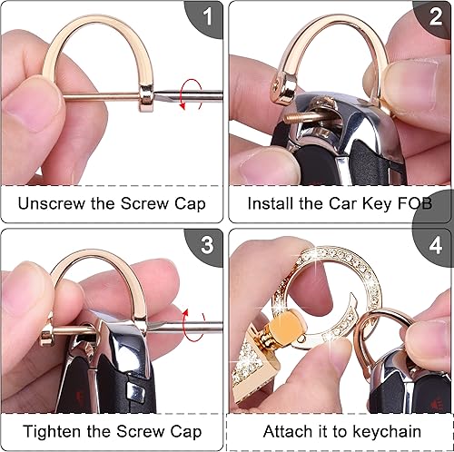 Miniatura 5 de Wisdompro Llavero de Cuero de Microfibra para Automóvil, Portallaves Universal Brillante para Llave FOB, Llaveros de Cuero para Mujeres para Llaves