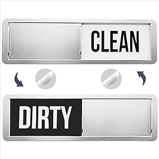 Dishwasher Magnet Clean Dirty Sign, Premium Stainless Steel Clean Dirty Magnet for Dishwasher, Non-Scratch Water Resistant, Strong Magnetic, Sliver Grey