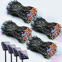 Vista 13 de Paquete de 6 tiras de luces solares de 600 LED para exteriores, luces solares de Navidad con 8 modos de iluminación, luces solares impermeables