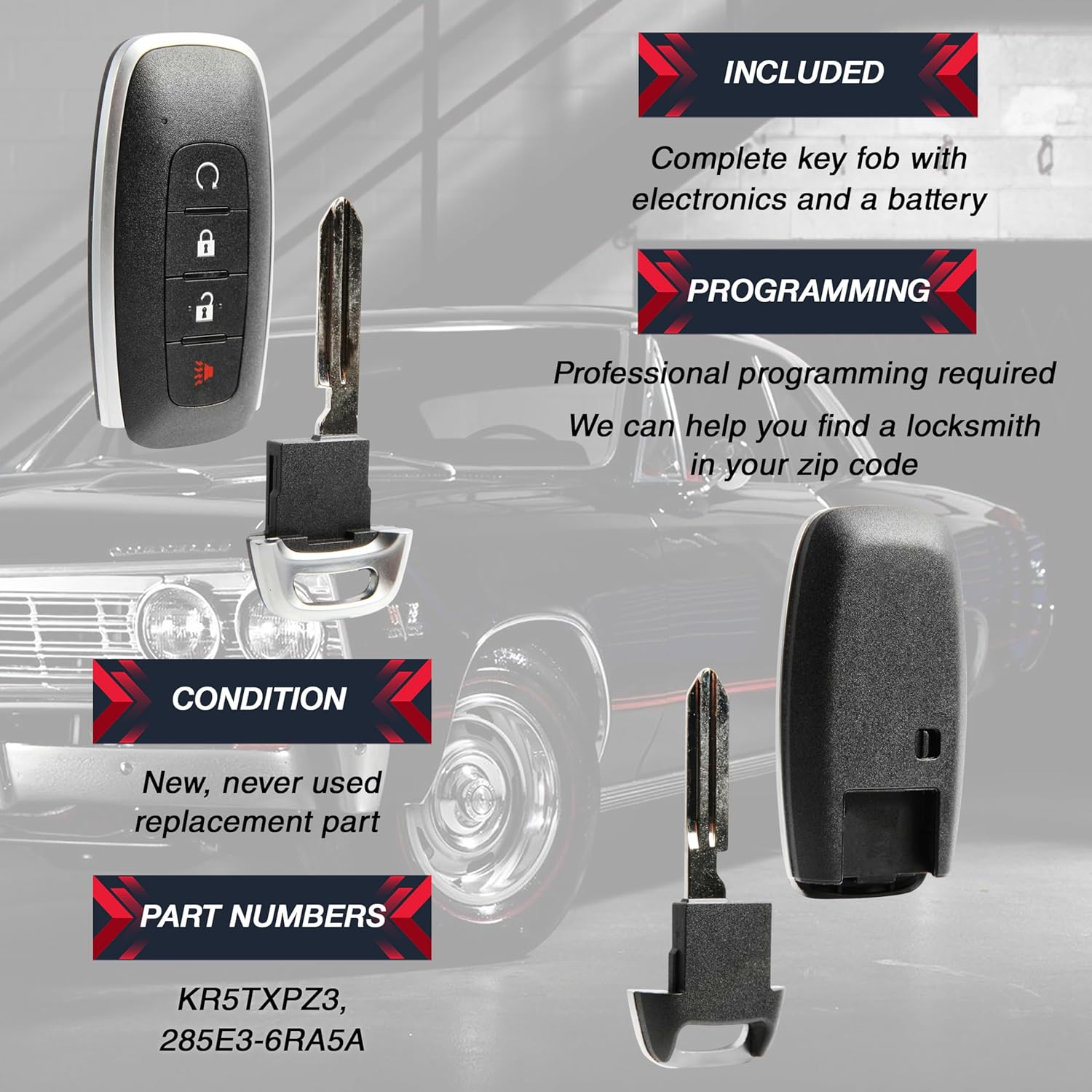 USARemote Key Fob Replacement Keyless Entry Remote for 2022 2023 2024 2025 Nissan Kicks Pathfinder Rogue 4-Button Proximity Smart Key (KR5TXPZ3, 285E3-6RA5A) - Image 4