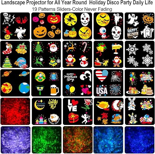 Miniatura 2 de Decoraciones de Halloween más brillantes, proyector de luces y proyector de Navidad al aire libre 2023, 19 efectos HD (olas y patrones 3D del