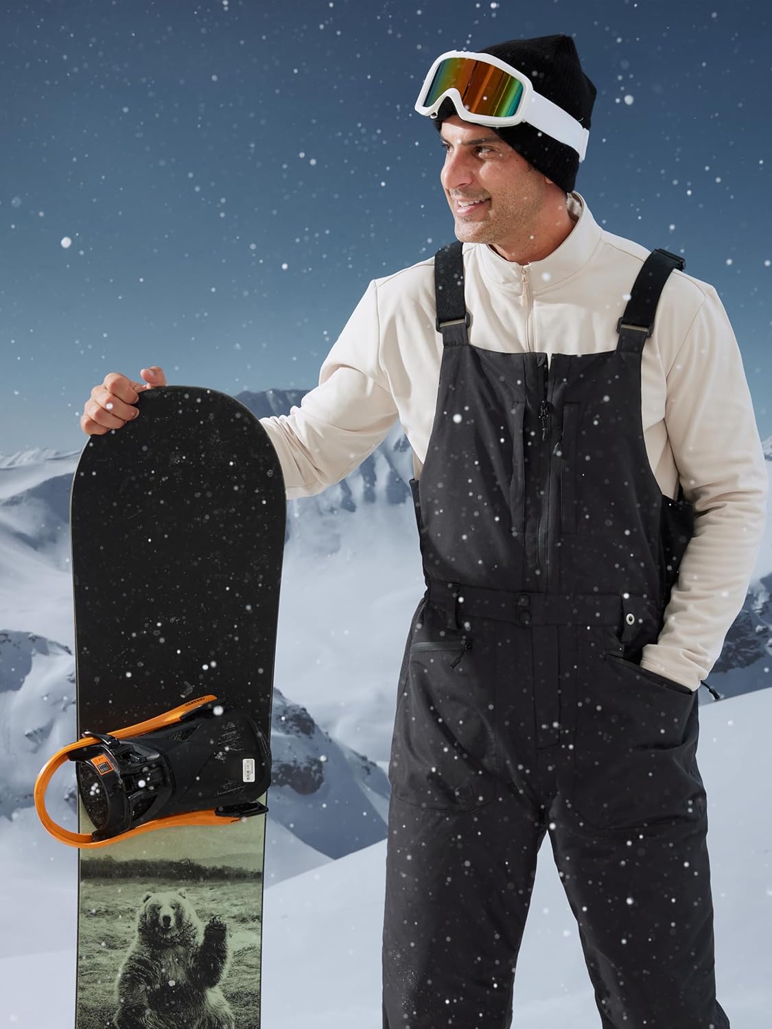 FREE SOLDIER Men's Insulated Waterproof Snow Bibs Ski Overalls - Image 3