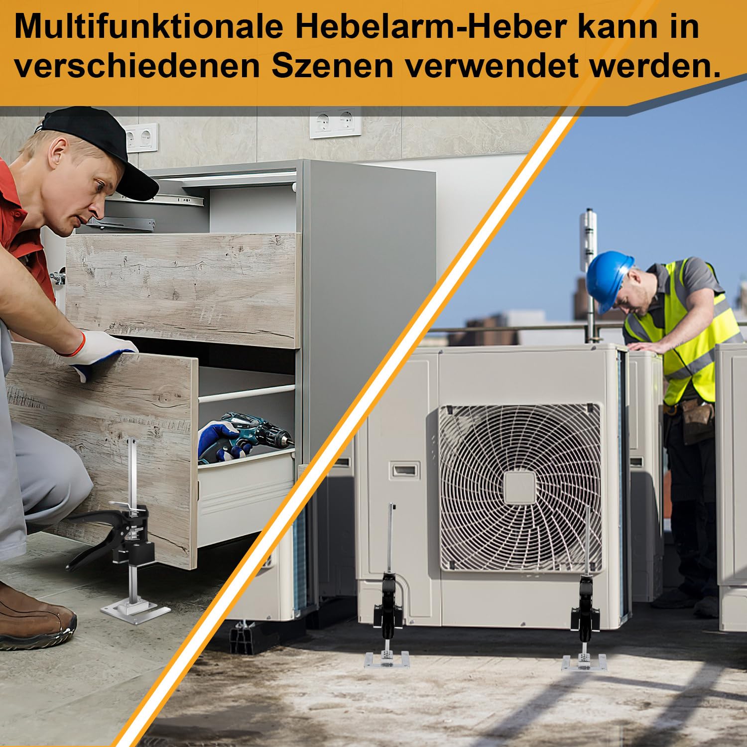 4 Stück Arbeitssparender Möbelheber, 30cm Handwerkzeugheber, arbeitssparender Armwagenheber, Hub 0-200mm, bis 240kg, verstärkte Tragscheiben, ergonomischer Griff