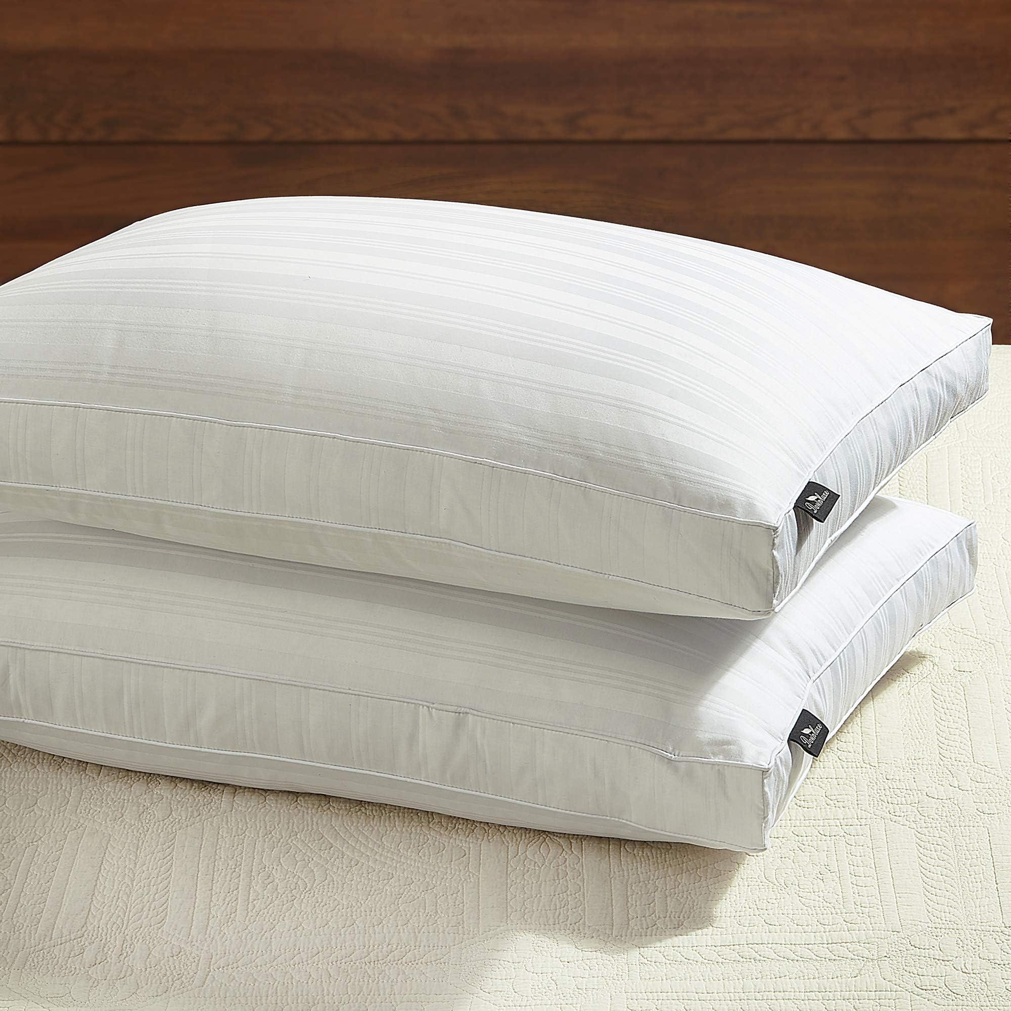 downluxe Goose Down Feather Pillow - 2 Pack Gusseted Bed Pillows for Sleeping with Premium 100% Downproof Cotton Shell, King Size