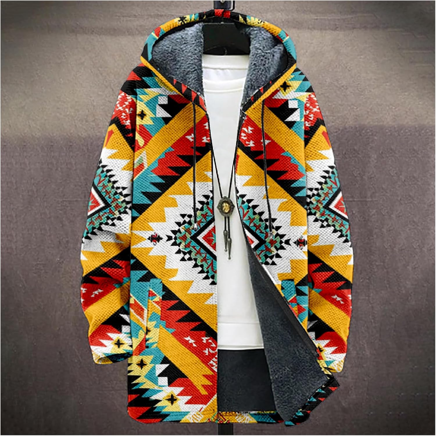 Mens Cardigan Sweater Graphic Long Cool Knitted Hoodies Zip Up with Pockets Fashion Coat Warm Fitted Jacket - Image 2