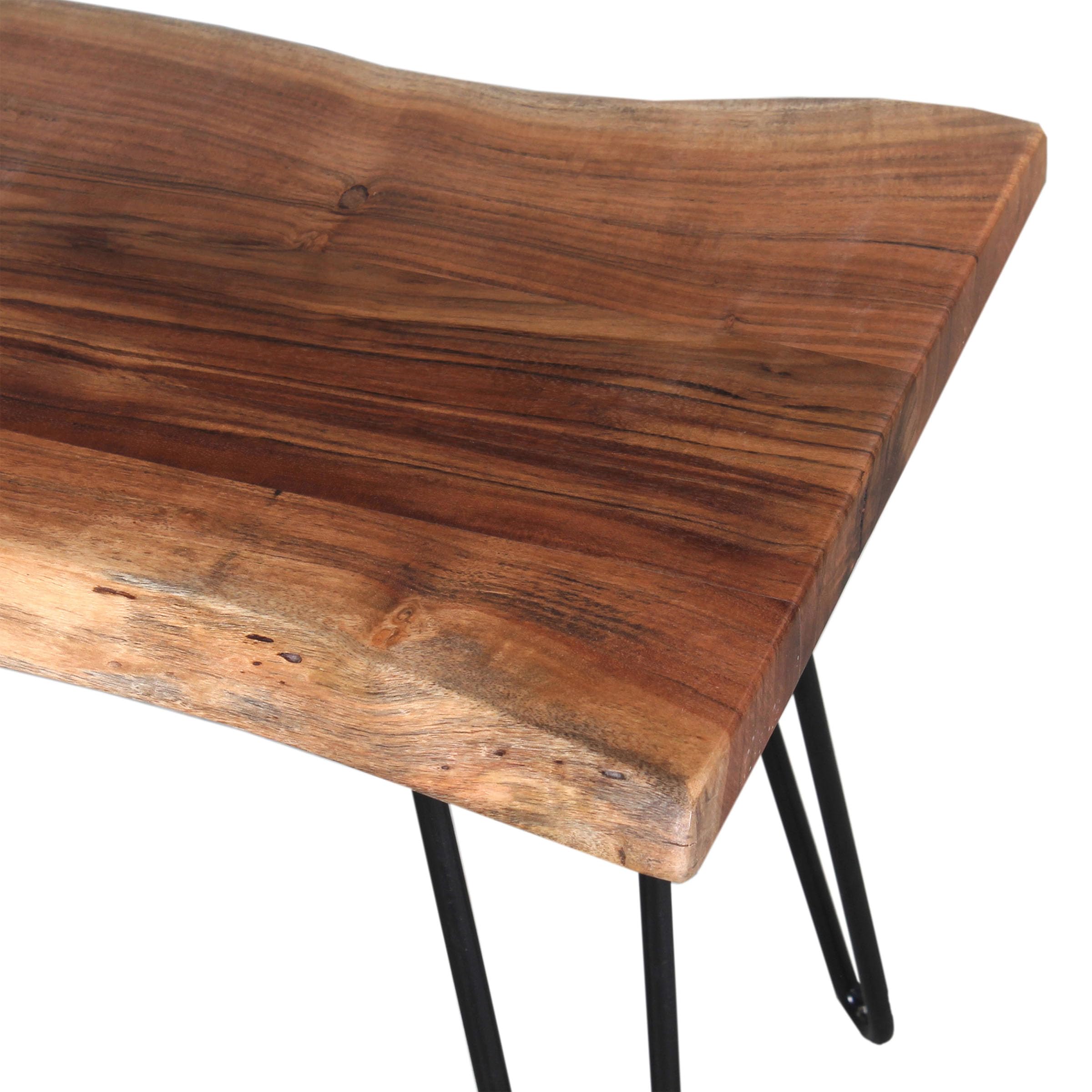 Alaterre Live Edge Solid Wood Entryway Bench with Hairpin Metal Legs, 36” | Narrow Shoe Bench, End of Bed Bench, Modern Farmhouse Table Bench, for Entryway, Dining Room, Kitchen, or Bedroom