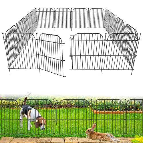 5 Panels No Dig Decorative Outdoor Garden Fence with Gate,
