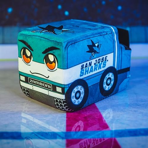 Miniatura 4 de Bleacher Creatures San Jose Sharks Zamboni - Peluche de 7 pulgadas NHL Kuricha - Peluche inspirado en suave