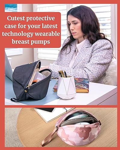 Miniatura 2 de Bolsa de extractor de leche portátil, se adapta a Elvie, Willow, Momcozy y todos los demás, bolsa de bomba pequeña beige con correa para la muñeca,