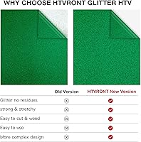Vista 3 de HTVRONT Rollo de vinilo HTV con purpurina verde, 12 x 15 pies, vinilo de transferencia de calor con purpurina verde para camisas, vinilo