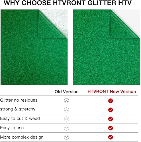 Miniatura 3 de HTVRONT Rollo de vinilo HTV con purpurina verde, 12 x 15 pies, vinilo de transferencia de calor con purpurina verde para camisas, vinilo para