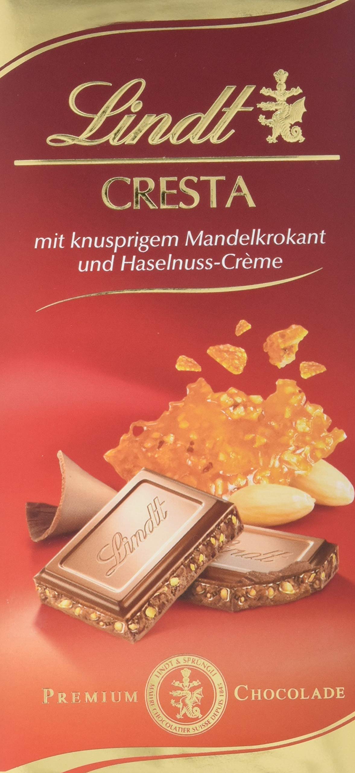 Lindt Schokolade | Cresta Premium Schokoladen Tafel mit knusprigem Mandelkrokant und Praliné-Creme | 12er pack (12 x 100 g)