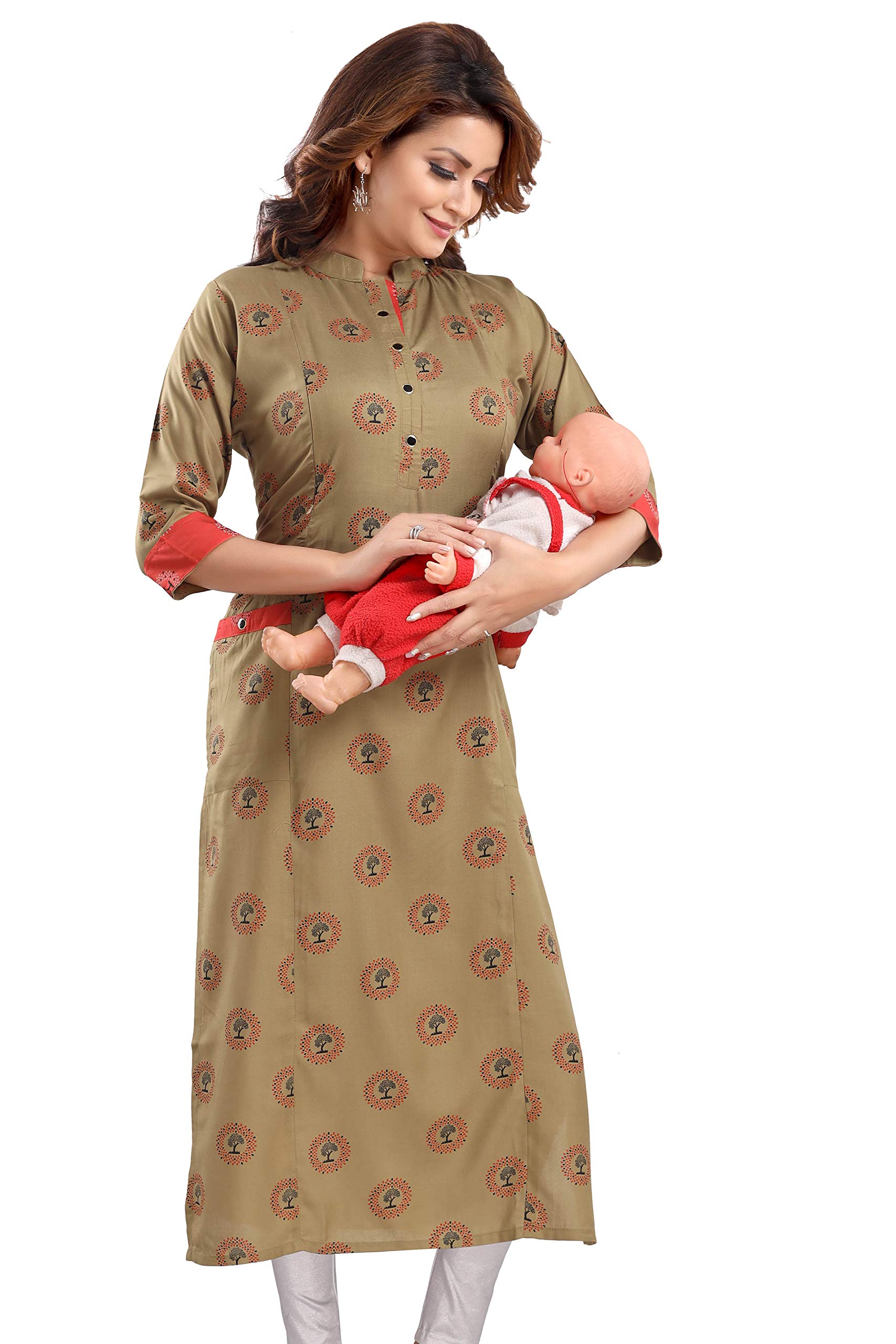 RAYON COTTON FEEDING KURTIS FOR WOMEN WITH ZIPPERS/MATERNITY KURTAS 1120-image-27
