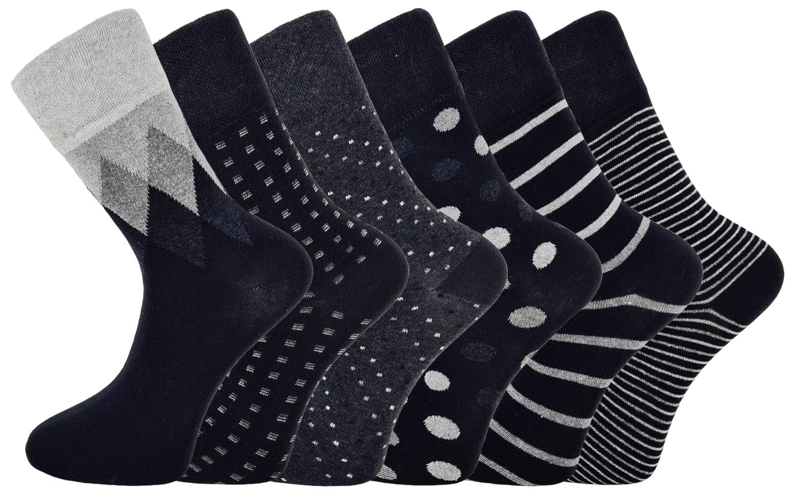 Sock-Tec Men's Option 1 6 Pairs Non Elastic Socks Diabetic Friendly Soft Cotton Wide Gentle Top Grip Uk 6-11 (Uk, Numeric, 6, 11, Regular, Regular, )