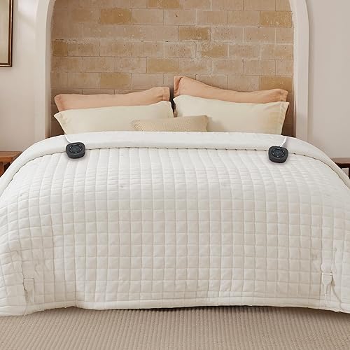 Vista 509 de Bedsure - Manta eléctrica tamaño matrimonial; térmica, de franela suave, calentamiento rápido, 10 ajustes de tiempo y 6 ajustes de calor; regalo 01